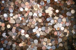 Pile of many different coins